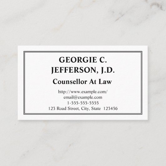 Visite Conseiller Personnalisable chez Law Carte de visit (Devant)