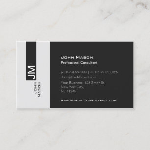 Visite Consultant moderne en gris et blanc - Carte de vis