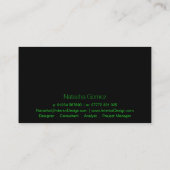 Visite Cool Black & Lime Green Wireframe - Carte de visit (Dos)