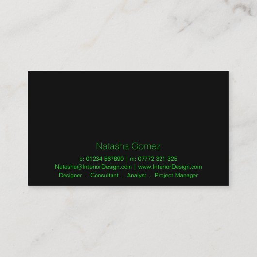 Visite Cool Black & Lime Green Wireframe - Carte de visit (Dos)
