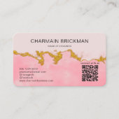 Visite Couleur d'eau rose QR Code Monogramme Carte de vis (Devant)