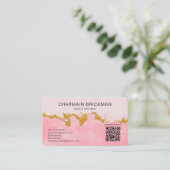 Visite Couleur d'eau rose QR Code Monogramme Carte de vis (Debout devant)