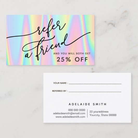 Visite couleur pastel carte de référence arrière - plan (Devant / Derrière)