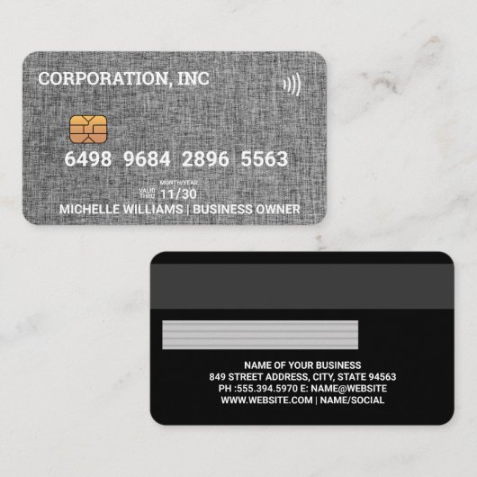 Visite Crédit | Carte de débit | Tissu gris (Devant / Derrière)