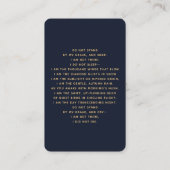 Visite Croix d'or bleu carte de prière funéraire (Dos)