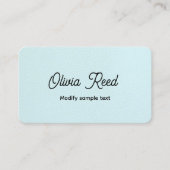 Visite Cute Aqua Blue Leather Retro Script Carte de visit (Devant)