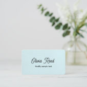 Visite Cute Aqua Blue Leather Retro Script Carte de visit (Debout devant)