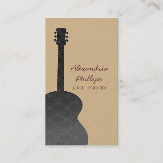Visite Damask Guitar Music Carte de visite, Gris (Devant)