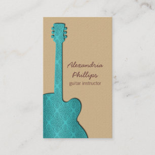 Visite Damask Guitar Music Carte de visite, Turquoise