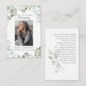 Visite Dans la mémoire aimante | Carte de prière funérair (Devant / Derrière)