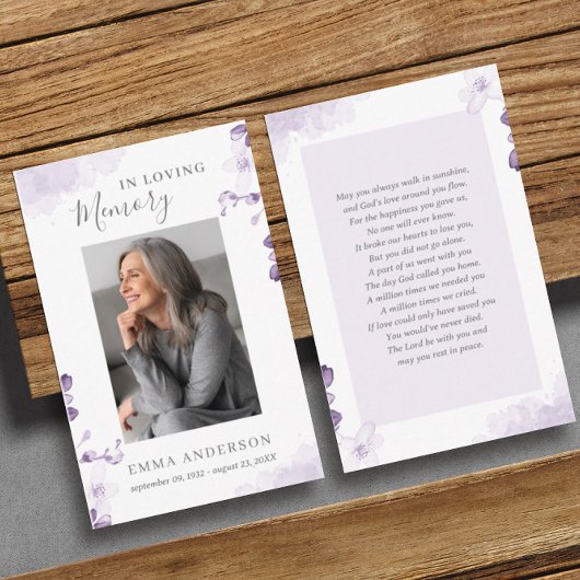 Visite Dans la mémoire aimante | Carte de prière funérair