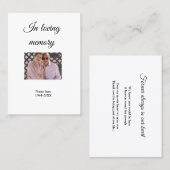 Visite dans l'amour nom de mémoire texte keepsaké carte d (Devant / Derrière)