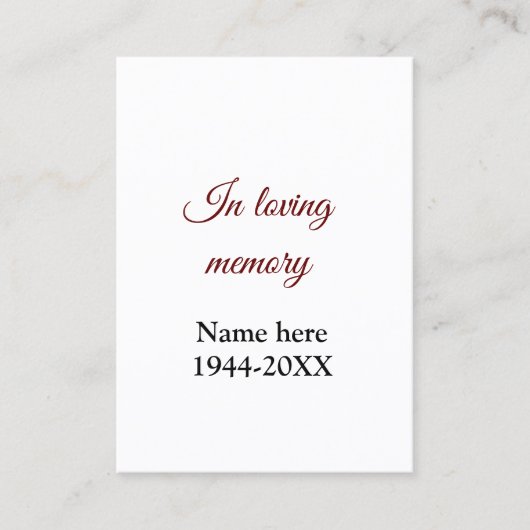 Visite dans l'amour nom de mémoire texte keepsaké carte d (Devant)