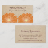 Visite Délicat Carte de visite, Fleurs orange (Devant / Derrière)