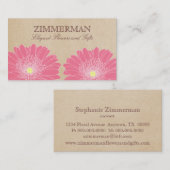 Visite Délicat Carte de visite, Fleurs Roses (Devant / Derrière)