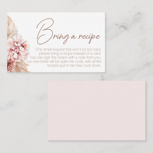 Visite Demande de carte de recette de Fête des mariées Bo (Devant / Derrière)