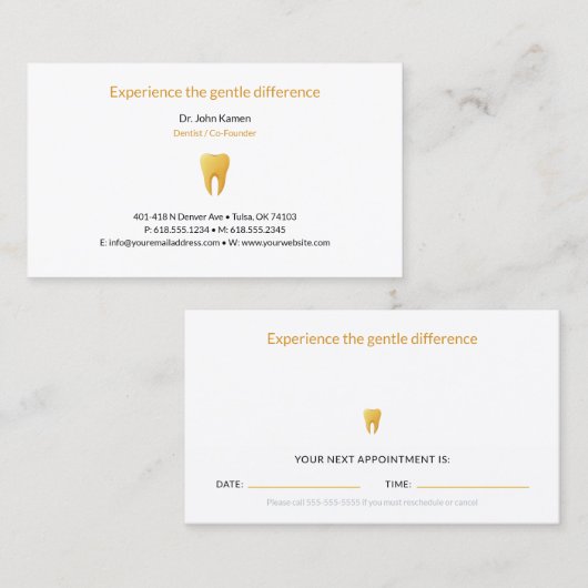 Visite Dentiste | Carte de rendez-vous dentaire (Devant / Derrière)