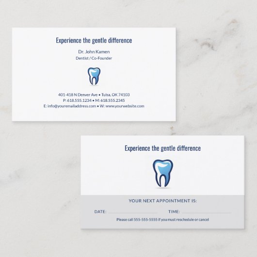 Visite Dentiste | Carte de rendez-vous dentaire (Devant / Derrière)
