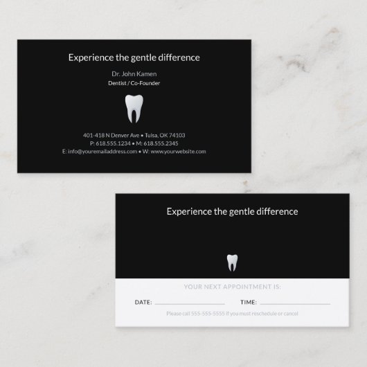 Visite Dentiste | Carte de rendez-vous dentaire (Devant / Derrière)