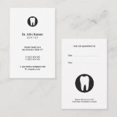 Visite Dentiste classique | Carte de rendez-vous dentaire (Devant / Derrière)