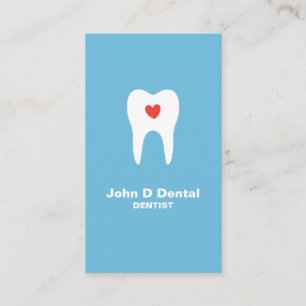 Visite dentiste dentaire bleu dent et coeur carte de visi