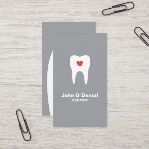 Visite dentiste dentaire gris dent et coeur carte de visi