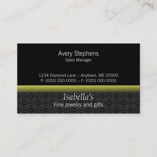 Visite Designer Damask Carte de visite, Olive Green (Devant)