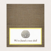 Visite Dollar de sable et Burlap Carte de changement d'ad (Extérieur déplié)