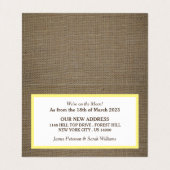 Visite Dollar de sable et Burlap Carte de changement d'ad (Intérieur déplié)
