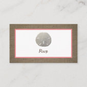 Visite Dollar de sable et carte RSVP Burlap (Devant)
