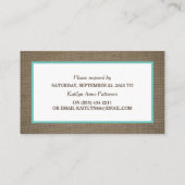 Visite Dollar de sable et carte RSVP Burlap (Dos)