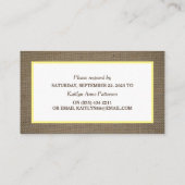 Visite Dollar de sable et carte RSVP Burlap (Dos)