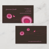 Visite Dots de fleurs roses et carte de profil de plaisir (Devant / Derrière)