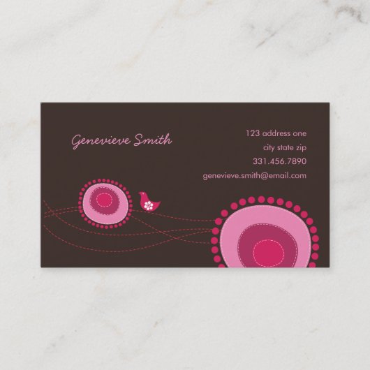 Visite Dots de fleurs roses et carte de profil de plaisir (Devant)