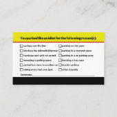 Visite Drôle Mauvaise carte d'appel de note de stationnem (Dos)