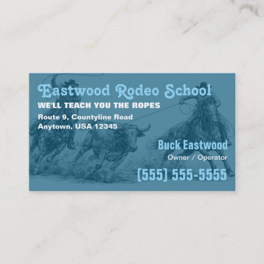 Visite École de Rodéo | Carte d'Instructeur de Roping Cow (Devant)