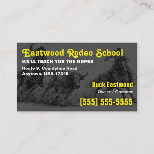 Visite École de Rodéo | Carte d'Instructeur de Roping Cow (Devant)