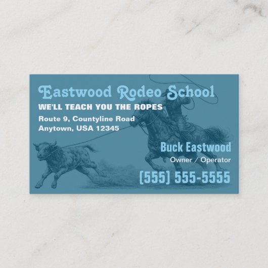 Visite École de Rodéo | Carte d'Instructeur de Roping Cow (Devant)