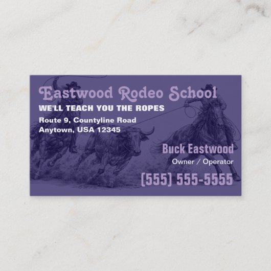 Visite École de Rodéo | Carte d'Instructeur de Roping Cow (Devant)