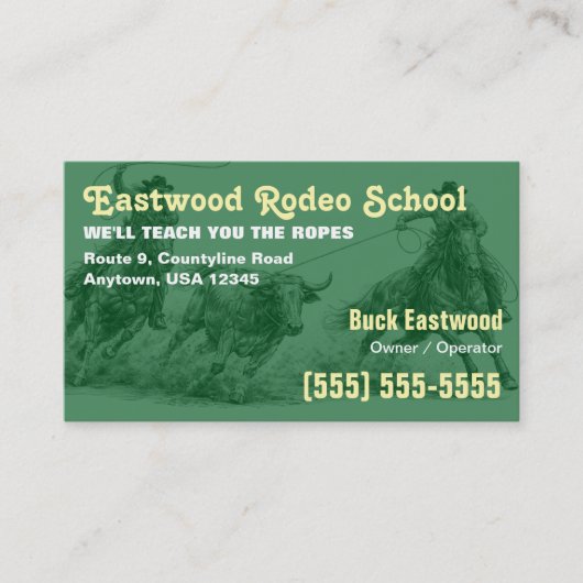 Visite École de Rodéo | Carte d'Instructeur de Roping de (Devant)
