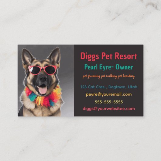 Visite Editable German Shepherd Pet Resort Carte de visit (Devant)