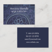 Visite Elégant bleu yoga instructeur mandala Carte de vis (Devant / Derrière)