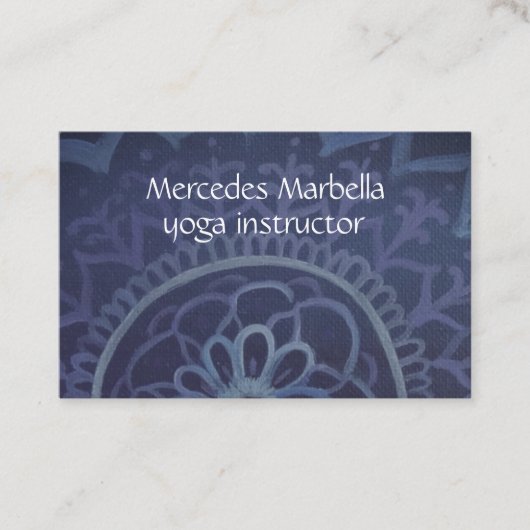 Visite Elégant bleu yoga instructeur mandala Carte de vis (Devant)