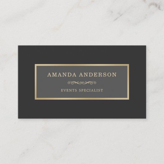 Visite Elégant cadre Or sur Marbre blanc | CARTE DE VISIT (Devant)