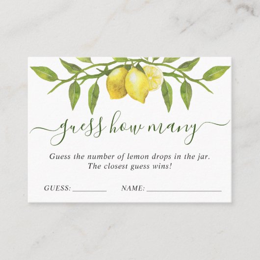 Visite Élégant Citron Devine Combien De Carte De Jeu (Devant)