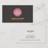 Visite Élégant Design d'intérieur rose Lotus Carte de vis (Devant / Derrière)