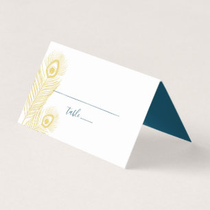 Visite Elégant Mariage de Peacock Or Tableau Numéro Carte