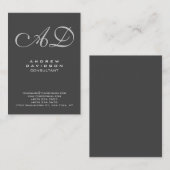 Visite Élégant moderne Gris Script Monogramme Carte de vi (Devant / Derrière)