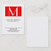 Visite Élégant Monogramme Rouge Blanc Simple Carte de vis (Devant / Derrière)