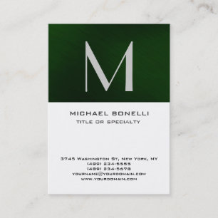 Visite Élégant Monogramme Vert Blanc Simple Carte de visi